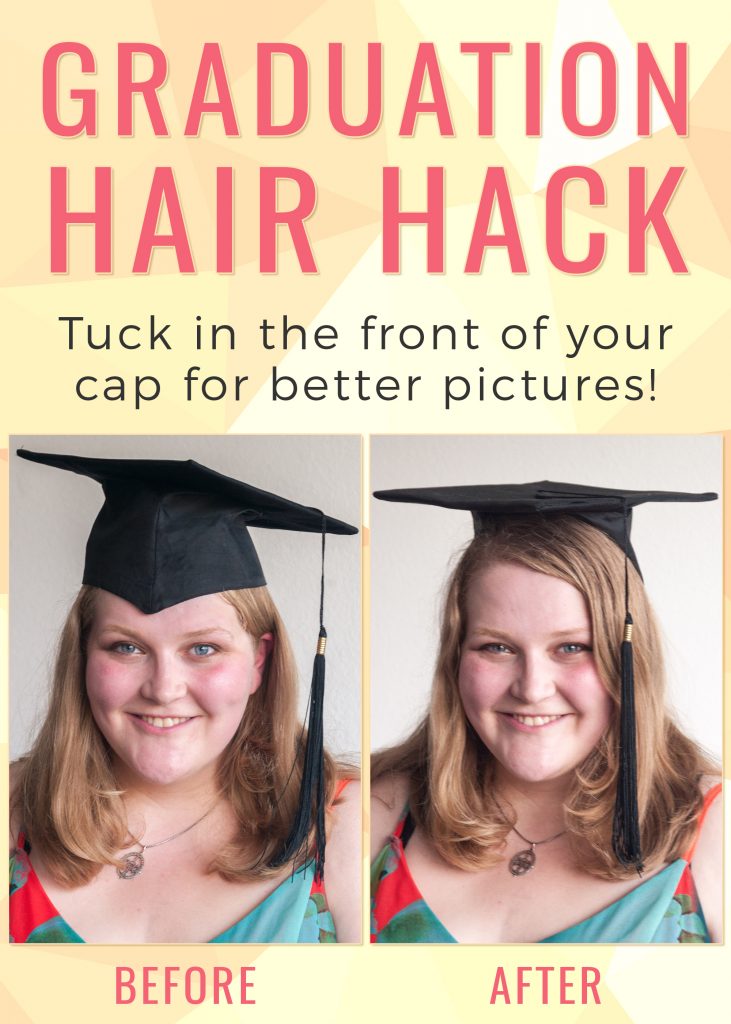 One easy trick to make your graduation photos look better! Tuck in the front of your cap to open up your face and make your hair look nicer. Definitely pinning this!